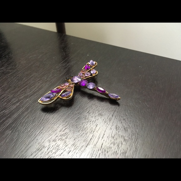 Multi Color Austrian Crystals Fairy Dragonfly Brooch Pin Pendant - Reduced - Picture 4 of 13